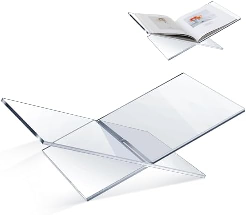 Large Acrylic Book Stands 15.8" x 9.5" x 5.4" Thicken Book Holder for Display Reading Open Coffee Table Stand for Cookbooks, Bible, Quran, Art, Magazines(Clear) by Unknown
