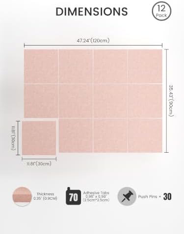 Bumusty 48" x 36" Large Cork Board Alternative, Pink - Image 2