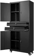 Yizosh Metal Garage Storage Cabinet with Locking Doors and Adjustable Shelves, 74" Rolling Tool Storage Cabinet with 4 Wheels and 2 Drawer for Garage,Warehouse by Yizosh