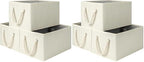 StorageWorks Storage Baskets for Shelves, Foldable Fabric Closet Storage Bins with Handles, Fabric Storage Bins Clothes Organizer, Beige, White & Ivory, 6-Pack, Large by StorageWorks