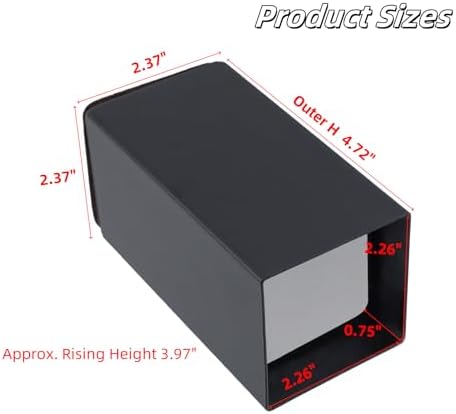 Square Steel Riser, 3.97-4.72 Inch Height, Fits 2.26 Inch Leg, 4Pcs Black - Image 5