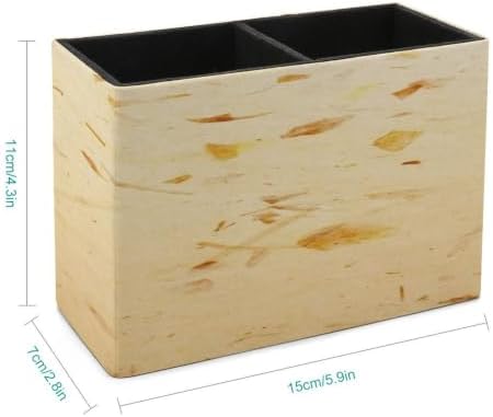 PU Leather Multi-Compartment Pen Holder Desktop Organizer Pencil Cup Storage Caddy for Office Home Supplies Handmade Paper with Organic Insertions And Grunge Surface - Image 2