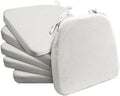 AAAAAcessories D-Shaped Chair Cushions, 2" Thick Dining Chair Pads with Ties and Removable, Machine-Washable Cover, 17" x 16", Set of 6, Natural Linen by AAAAAcessories