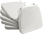 AAAAAcessories D-Shaped Chair Cushions, 2" Thick Dining Chair Pads with Ties and Removable, Machine-Washable Cover, 17" x 16", Set of 6, Natural Linen by AAAAAcessories