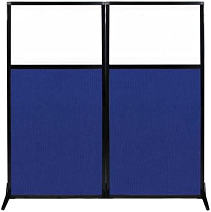 Versare Workstation Partition | Portable Wall Divider | Modern Office Cubicle | Free Standing Privacy Screen | Flexible Work Space | 66" x 70" W/Window, Royal Blue Fabric Panels by VERSARE