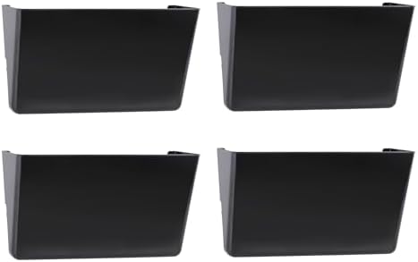 EASEPRES 4 Pack Black Single Pocket Hanging File Organizer, Plastic Wall Mount Paper Mails Magazines Holder, Mounted Folder Bins for Office, School and Home, 12.99x4.13x7.48 inches by EASEPRES