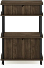 Furinno Turn-N-Tube Printer Stand with Storage, 4-Tier Printer Table with Wheels, Closed Cabinets, Large Printer Stand for CPU, Office Supplies, Home Office, Brown Walnut - Image 6