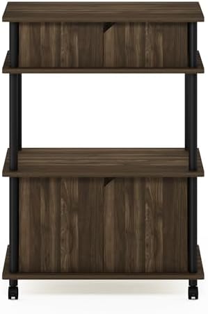 Furinno Turn-N-Tube Printer Stand with Storage, 4-Tier Printer Table with Wheels, Closed Cabinets, Large Printer Stand for CPU, Office Supplies, Home Office, Brown Walnut - Image 6
