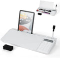 Desktop Glass Whiteboard with Calculator, Dry Erase White Board, Computer Pad Keyboard Stand with to-do List Memo, Desk Organizers with Accessories for Office, Home and School by iDock
