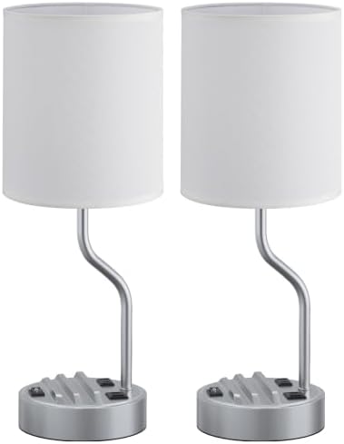 Fenmzee Bedside Lamp for Bedroom Set - 18" Grey Table Lamp for Nightstand - Image 7