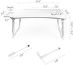 Laptop Desk for Bed, Height Adjustable Laptop Bed Table, Foldable Portable Lap Desk Stand with USB/Storage Drawer/Cup Holder/Slot, Breakfast Tray for Working Reading Writing Eating, White - Image 4