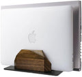 Walnut Vertical Laptop Stand, Dual Slot Wood Laptop Holder for Desk by TechVibeJoy