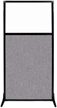 Versare Workstation Partition | Portable Wall Divider | Modern Office Cubicle | Free Standing Privacy Screen | Flexible Work Space | 33" x 70" W/Window, Cloud Gray Fabric Panels by VERSARE