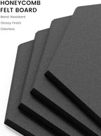Fluxynara Extra Large 12-Pack Felt Bulletin Board Tiles, Black - Image 3