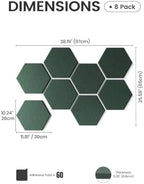 Fluxynara 8-Pack Hexagon Felt Bulletin Board Tiles, Pine Green-1 - Image 2