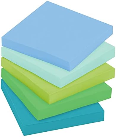 Post-it Super Sticky Recycled Notes, 3x3 in, 5 Pads, 2X The Sticking Power, Oasis Collection, 30% Recycled Paper (654-5SST) - Image 3