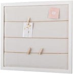 SOFE Large White Linen Bulletin Board, 28 x 32 Wood Framed Memo Board by SOFE