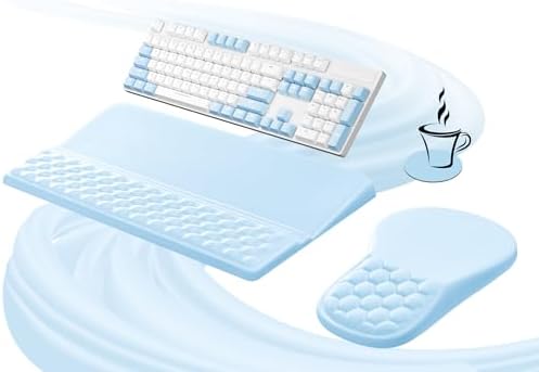 Ospelelf Keyboard Wrist Rest and Mouse Pad Set, Ergonomic Memory Foam Wrist Support, Aesthetic Desk Accessories for Office, Home & Gaming, Relief for Carpal Tunnel & Wrist Pain,Blue by OspelelfOfficeSupplies