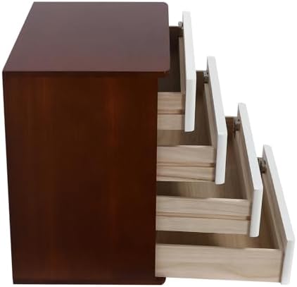 Wooden Desk Organizer with Lockable Drawers, 4-Tier Countertop Storage Cabinet File Cabinet Jewelry Organizer Home Office Supplies Organization Unit (Walnut&White-4 Lock) - Image 6