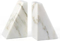Marble Book Ends White, Heavy Duty Book Ends for Shelves, Decorative Natural Book Stopper，Unique Decorative Bookend for Home Shelves Calacatta Natural Marble Bookend, Set of 2 by Karibiber