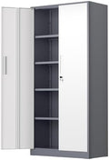INTERGREAT Metal Storage Cabinet, 72" Locking Steel Cabinets with 2 Door and 4 Adjustable Shelves, Tall Metal Cabinet for Home Office, Garage, Warehouse,(New Grey) by INTERGREAT