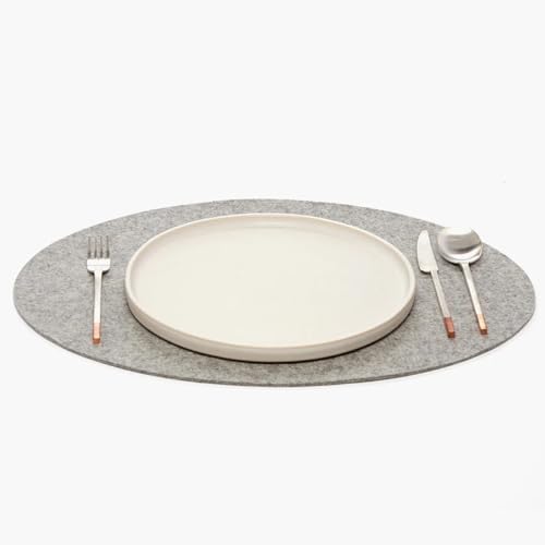 Graf Lantz - Merino Wool Oval Placemat - Granite (14" H x 19" W) - 3mm Merino Wool Felt Table Mat - Moisture Wicking - Odor, Stain, Heat & Dirt Resistant - Luxury Home Decor - Made in the USA by GrafLantz