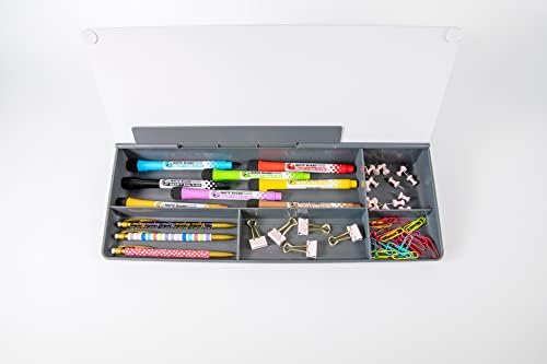 Glassboard Studio Glass Dry Erase Doodle Tray for Desktop Office Supply Storage - Marker and Eraser Included (8 Markers, Gray) - Image 6