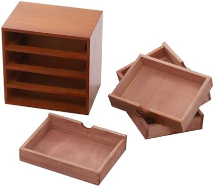 Wooden Storage Organizer with 4 Drawers, Vintage Desktop Wooden Drawers Cabinet, Desktop Organizer for Office, Home, Desk, Bedroom - Image 6