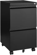 Letaya Mobile File Cabinet with Lock,2 Drawer Under Desk Metal Rolling Filing Cabinets for Home Office Organizer Letters/Legal/A4(Fully Assembled-Black) by LetayaMetalCabinets