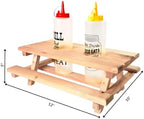 Wooden Picnic Table Condiment Caddy, Hand-Crafted Wood, 12 x 10 x 5 in, for BBQ and Outdoor Use - Image 3