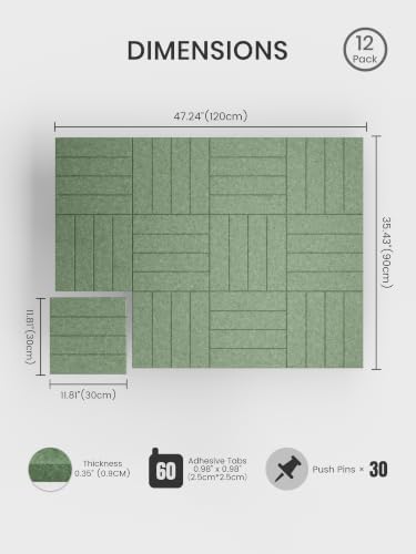 Bumusty 48" x 36" Large Cork Board Alternative, Moss Green - Image 2