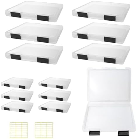 12 Pcs Clear Paper Storage Box, Black, 12.4 x 9.84 x 1.18 Inches by OLUTACOT