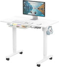 SHW 40-Inch Mobile Height Adjustable Standing Desk w/Drawer, White by SHW