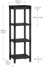 HOOBRO Small Bookcase, Industrial Style Bookshelf for Narrow Spaces, 4-Tier Square Book Shelf Stand, Easy to Install, Wooden Storage Rack Display Shelf, Corner Shelf for Living Room, Black BK08CJ01 - Image 3