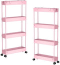 SPACELEAD 2-piece Set Slim Storage Cart 3 Tier,Bathroom Organizer Rolling Utility,Mobile Shelving Unit Slide Out for Office, Kitchen, Laundry Room & Narrow Places by Home
