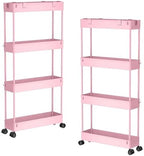 SPACELEAD 2-piece Set Slim Storage Cart 3 Tier,Bathroom Organizer Rolling Utility,Mobile Shelving Unit Slide Out for Office, Kitchen, Laundry Room & Narrow Places by Home