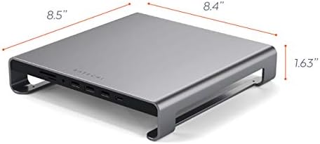 SATECHI Type-C Aluminum Monitor Stand Hub with USB-C Data, USB 3.0, Micro/SD Card Slots & 3.5mm Headphone Jack - for Apple Studio Display, iMac, iMac Pro (Space Grey) - Image 6
