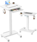 HUANUO 24" Small Mobile Standing Desk with Drawer and Charging Station by HUANUO