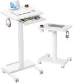 HUANUO 24" Small Mobile Standing Desk with Drawer and Charging Station by HUANUO