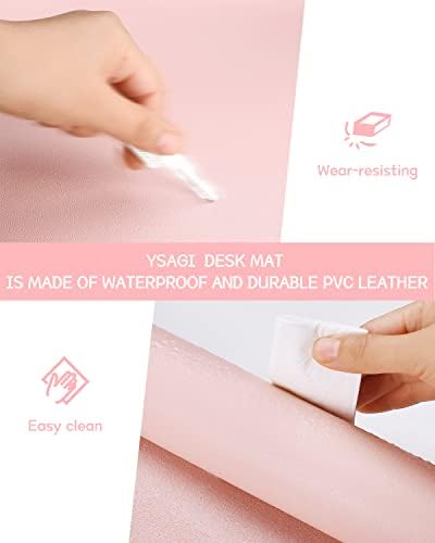 YSAGi Non-Slip Leather Desk Pad XL Size, Waterproof Laptop Computer Desk Keyboard Mat, Table Protector Blotter Mat, Large Mouse Pad for Office/Work/Home/Decor(Pink, 47.2" x 23.6")-No Band - Image 5