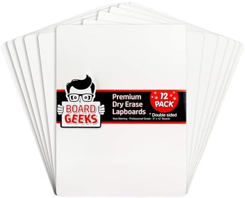 Board Geeks Bigtime 12 Pack 9x12 Classroom Whiteboards for Kids - Small Double-Sided White Board - White Boards Bulk Set, Classroom Essentials - Magnetic Dry Erase Boards for Students, Teacher by BoardGeeks