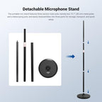 NEEWER Microphone Floor Stand, 3 Section Adjustable Detachable Mic Clamp Holder Mount with Weighted Base, Compatible with Blue Yeti HyperX QuadCast Shure SM58 Samson Q2U Fifine K669B, MS045 - Image 2