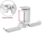 Headphone Holder PC Gaming Headphone Stand, Under Desk Dual Headset Hanger Hook Holder with Adjustable and Rotating Arm Clamp, Built in Cable Clip Organizer Headset Stand (Color : Silver) - Image 3