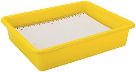 Storex Letter Size Flat Storage Tray – Organizer Bin for Classroom, Office and Home, Yellow, 5-Pack (62519U05C) , 10 x 13 x 3 Inches - Image 5