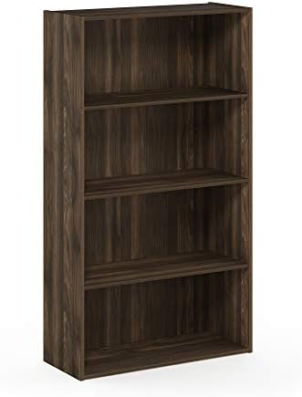 Furinno PASIR Book Shelf, 4-Tier Bookshelf, Bookcase with Open Shelf, 9.4 x 23.6 x 41.7, for Living Room, Bedroom, Home Office, Columbia Walnut - Image 6