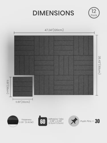 Bumusty 48" x 36" Large Cork Board Alternative, Charcoal Gray - Image 2