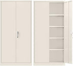 Superday 72" Lockable Steel Storage Cabinet, Locking Metal Storage Cabinets, Tall Putty Cabinet with 2 Doors and 4 Adjustable Shelves for Garage, Home Office, Classroom, Pantry, File, Easy Assemble by SuperdayMetalFurniture