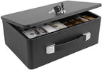 Fireproof Document Box with Key Lock, Portable Metal Safe Box with Carrying Handle to Secure Money, Jewelry, Document, Passport, Size 12.7 x 8.7 x 4.6 Inch by BOMCET