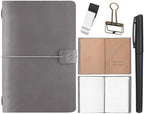 Thenshop Traveling Refillable Leather Journal Notebook, Gray, A5 Size by Thenshop