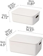 Yishyfier Plastic Storage Baskets With Lid Organizing Container Lidded Knit Storage Organizer Bins for Shelves Drawers Desktop Closet Playroom Classroom Office (4M+2S, Light grey) - Image 5